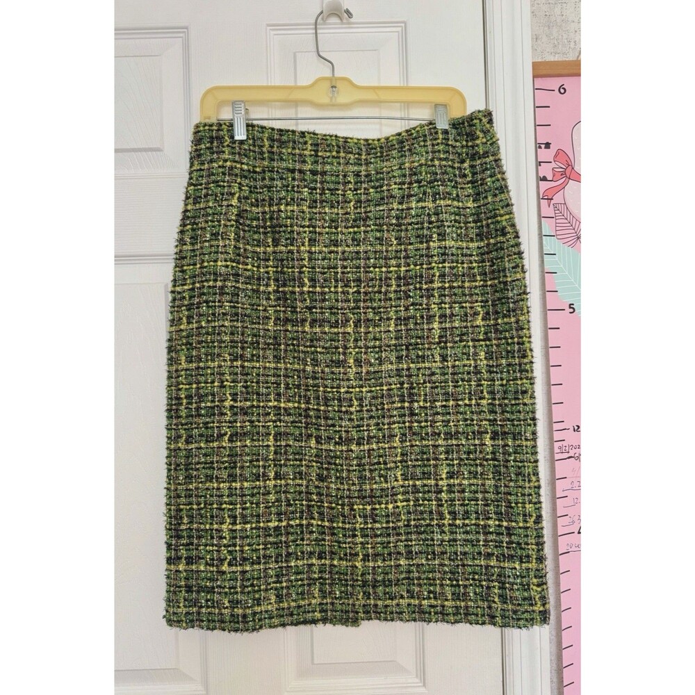 J.Crew Tweed Womens Pencil Skirt Green Wool Blend Size 10